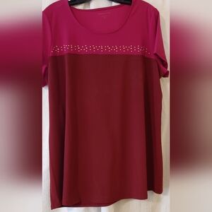 Coldwater Creek Burgundy Short Sleeve Top